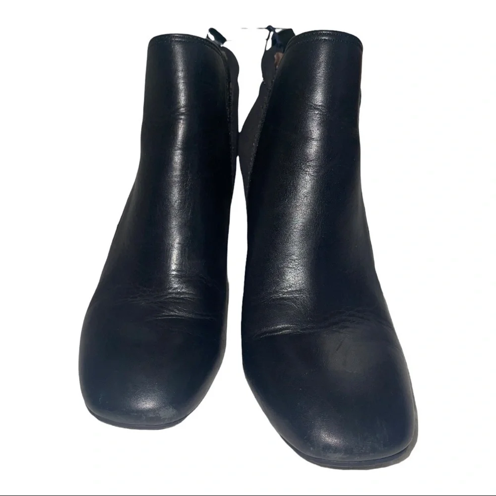 Donald J Pliner Coralie Black Leather Ankle Boot Block Heel Size 6.5